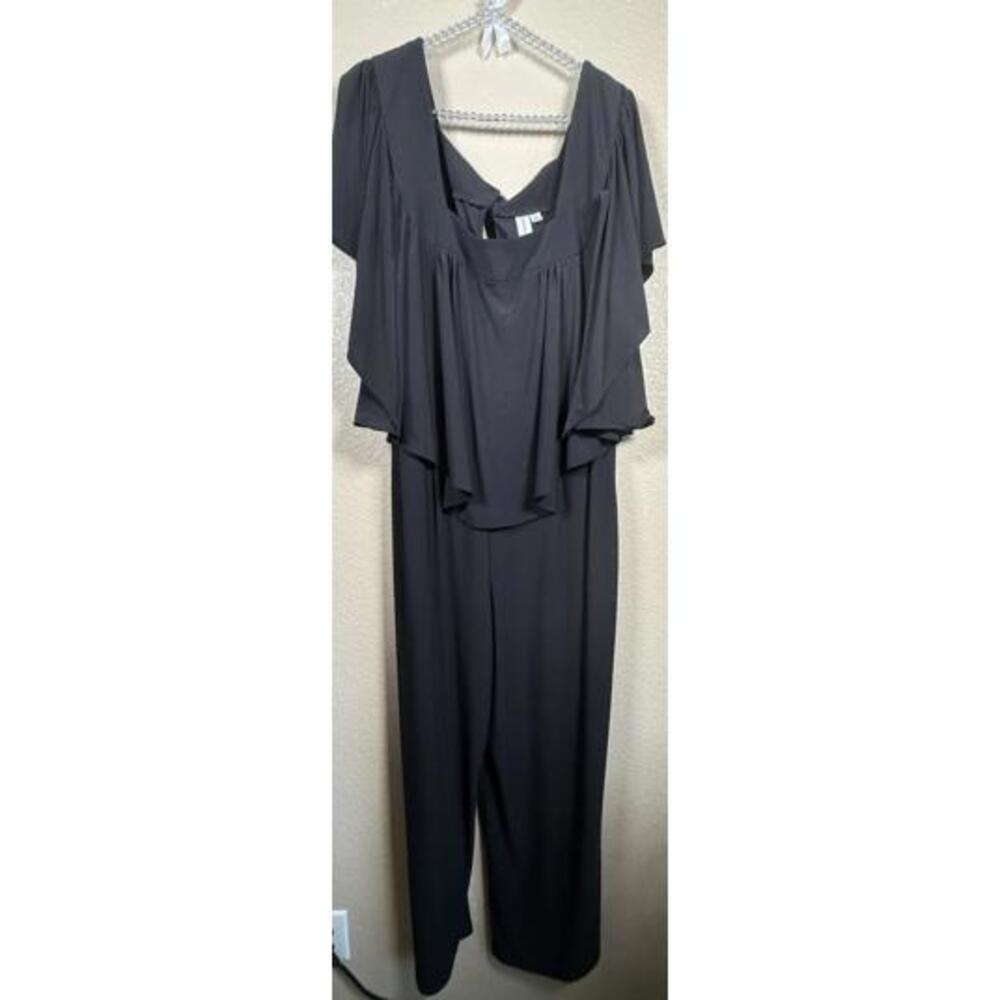 Emma & Michele Women‎ Black Flutter Sleeve Jumpsuit Plus Size 2x Lightweight
